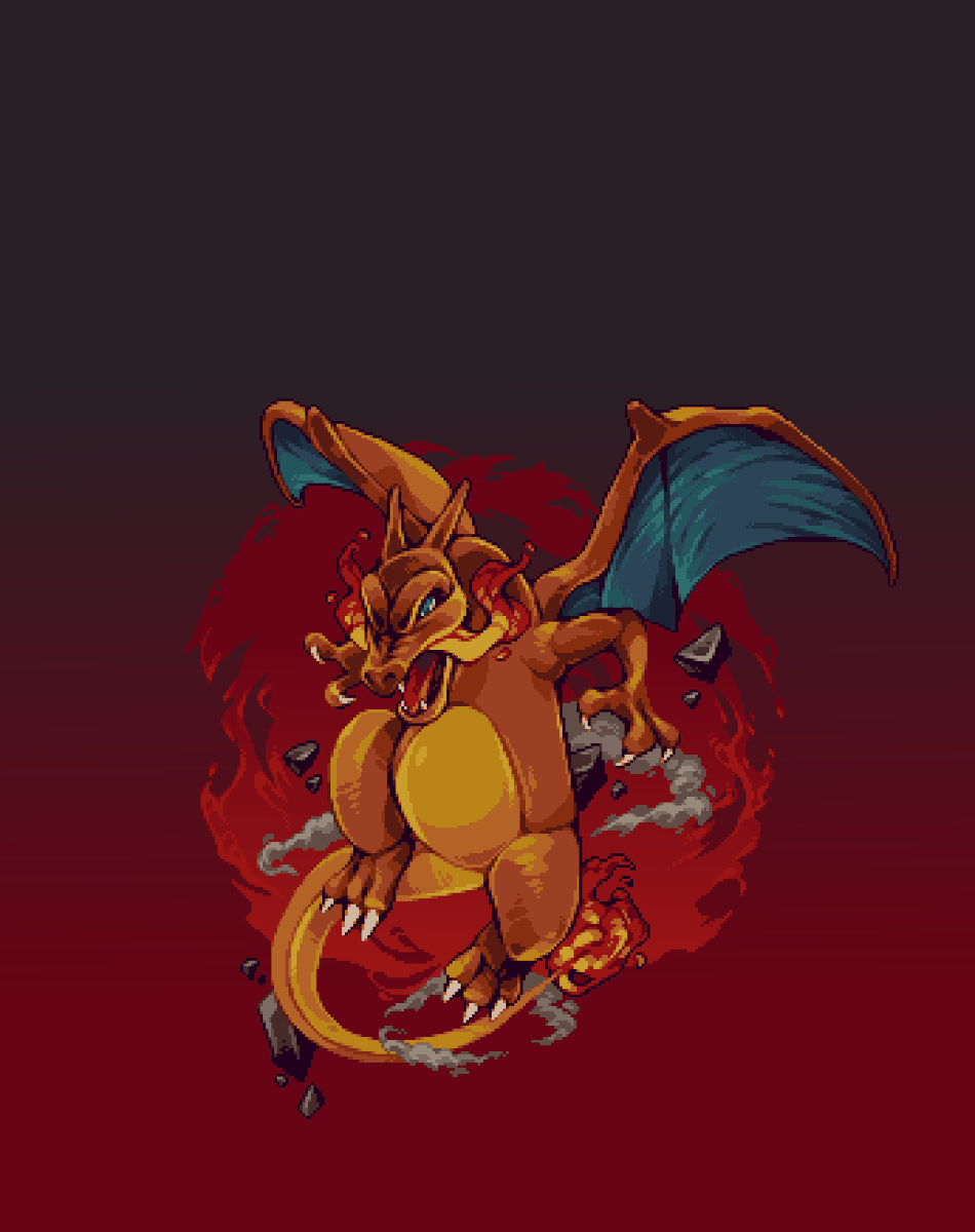 リザードン 「charizard #pixelart 」|gatoのイラスト