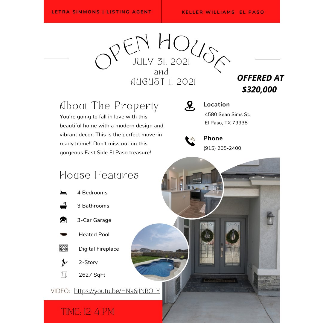 LetraSimmons's tweet photo. OPEN HOUSE TODAY! 12-4pm.
4580 Sean Sims St
El Paso, TX 79928
Video Tour: https://t.co/bStTT7XyL9
#elpasoopenhouse #listwithletra #ephomes #eprealestate #homebuying #openhouse #listingagent #fortbliss #pcstoftbliss #suncity #eprealtor #texasrealtor #veteranownedbusiness https://t.co/Anxu4Ibiuc