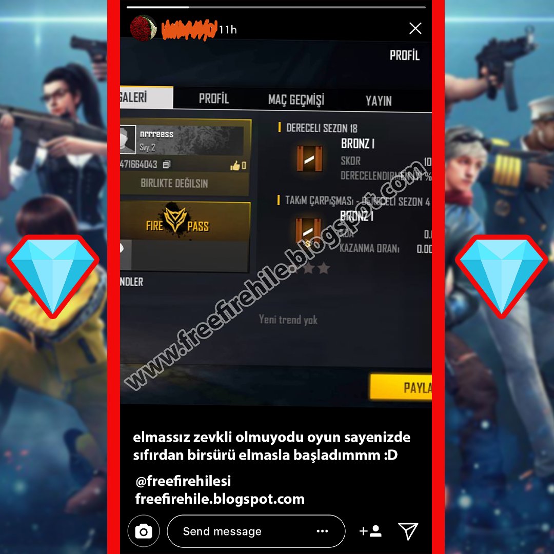 Bedava Elmas kazanarak, Free Fire içinde yükselmek isteyen herkese yardımcı olan tek site resimdeki görselde!