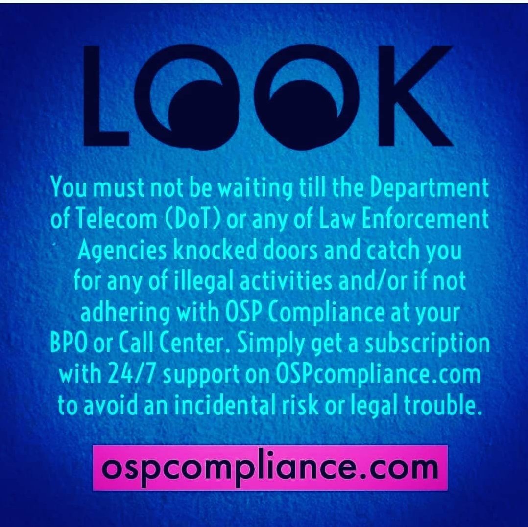 OspLicense's tweet photo. #OSP Compliance 

👍 https://t.co/IGcrzmGvu2

📲 https://t.co/ETaGxuoyZk

#tollbypass #OspCompliance #OspGuidelines2021 #infosec #HotSites #ITes #OzgLawyers #WorkFromAnywhere #OzgIndia #PoliceRaid #CallCenterScam #HostedPBX #OspLicense #CyberSecurity #OspConsultant #callcenter https://t.co/UVBt4T9A0G