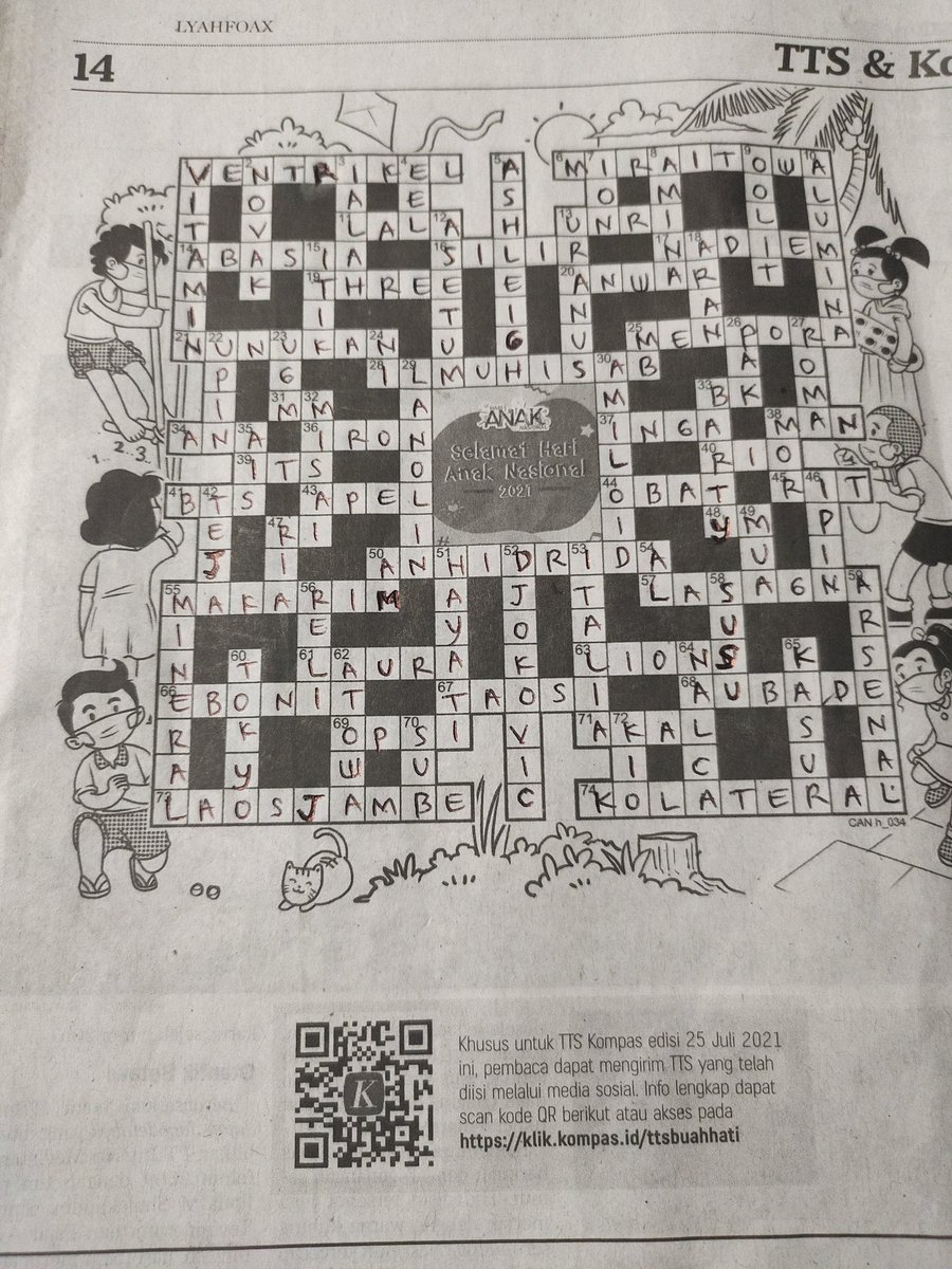 lorettaliyn's tweet photo. @hariankompas Terima kasih KOMPAS, aku dan anakku bisa berkolaborasi mengisi TTS dalam rangka Hari Anak Nasional.Vina suka belajar kata-kata baku dalam bahasa Indonesia,jadi dia antusias saat ada tantangan isi TTS.Senangnya kami belajar bersama.#TTSBuahHati #kawandalamPerubahan https://t.co/CONEyh5r7i