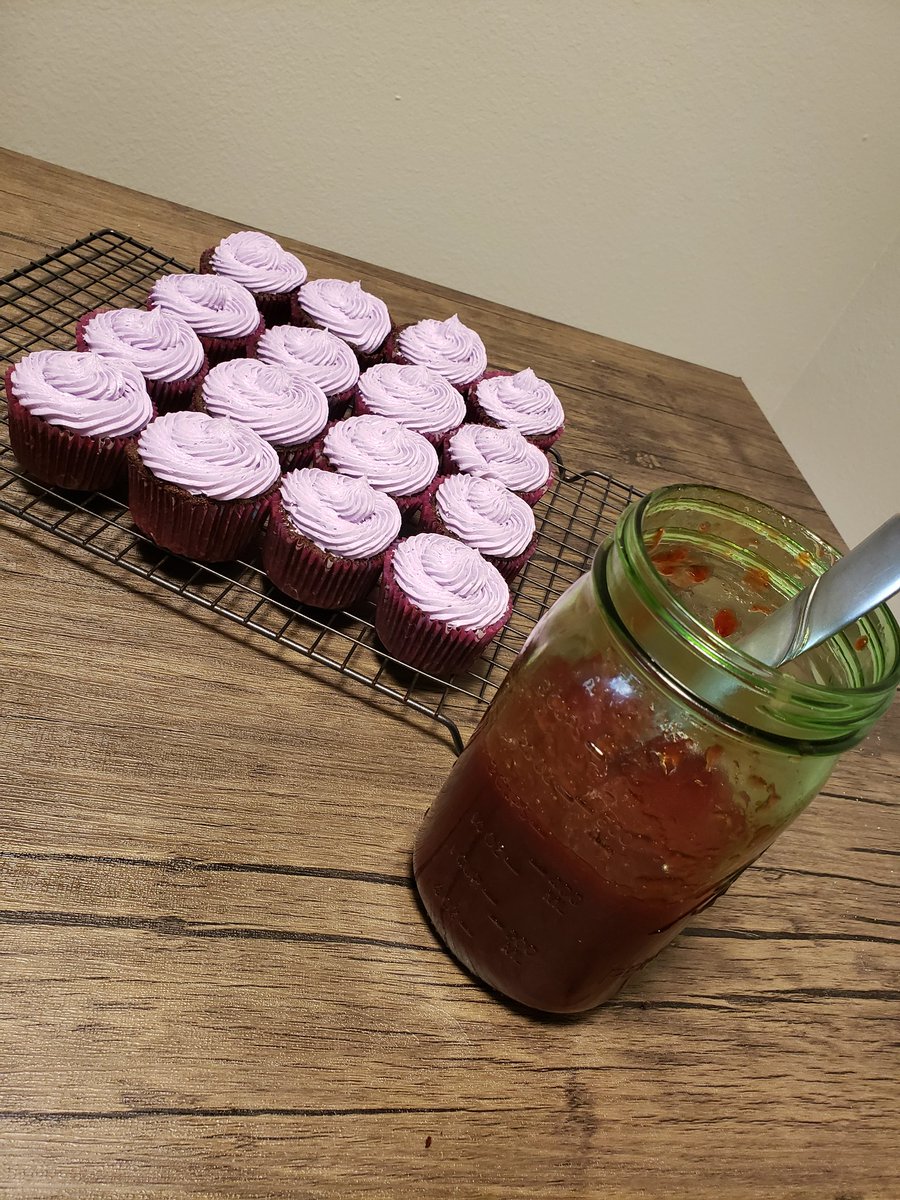 The Fiona Cupcake:
Strawberry Jam filled Chocolate cake, with Purple Frosting