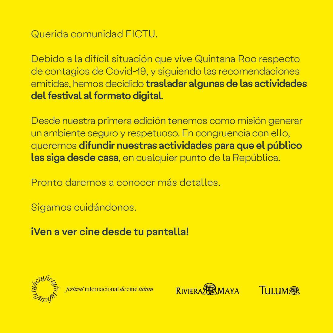 VivoEnPtMorelos's tweet photo. 📽 ¡Es oficial! 🙌🏼
⭐️El Festival Internacional de Cine Tulum anunció que sus actividades para esta edición se podrán disfrutar en formato digital.🖥
#FICTU2021 #FICTUTulum @fictumx #TurismoQRoo https://t.co/602JINMA4g