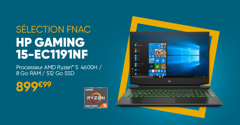 #SélectionFnac 🟡: Ce PC portable HP Gaming 15-EC1191NF est à 899,99€ à la Fnac ! 😉👉 fcld.ly/lkhwa9o