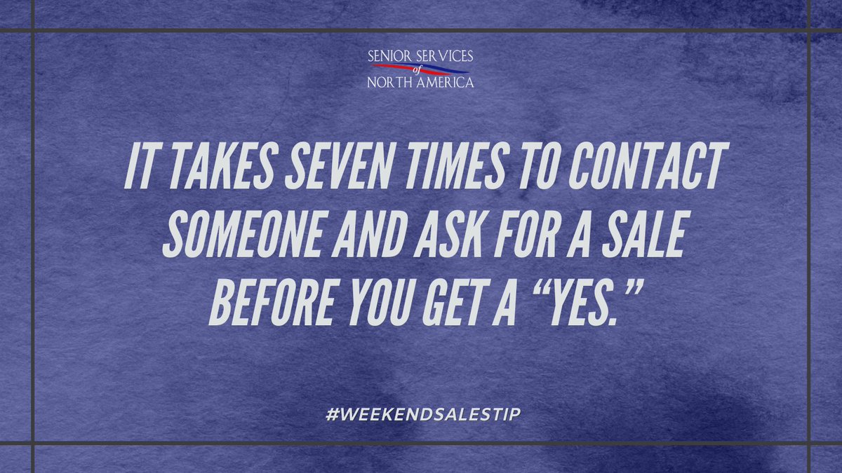 SSNAInsurance's tweet image. Did you know that to reach one sale, it takes at least 7 times for you to contact a person for them to remember you? Don't give up! 

#weekendsalestip #insuranceagenttips #alwaysworking #selfemployed #salestips