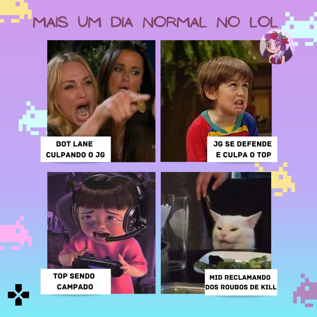 kayuukihb's tweet photo. Já chamou os teus amigos para a partida do dia?? Se isso não acontecer, você está jogando errado! HAHAHAAH .. 🤣😆
.
.
.
ᘜ※ tags ※ᘝ
#leagueoflegendsmemes #leagueoflegends #lolzinho #lolsito #leagueoflegendsbrasil #midlane #toplane #botlane #jglol #lolmeme #lolmemes #gamegirl https://t.co/fSRsifNpdB
