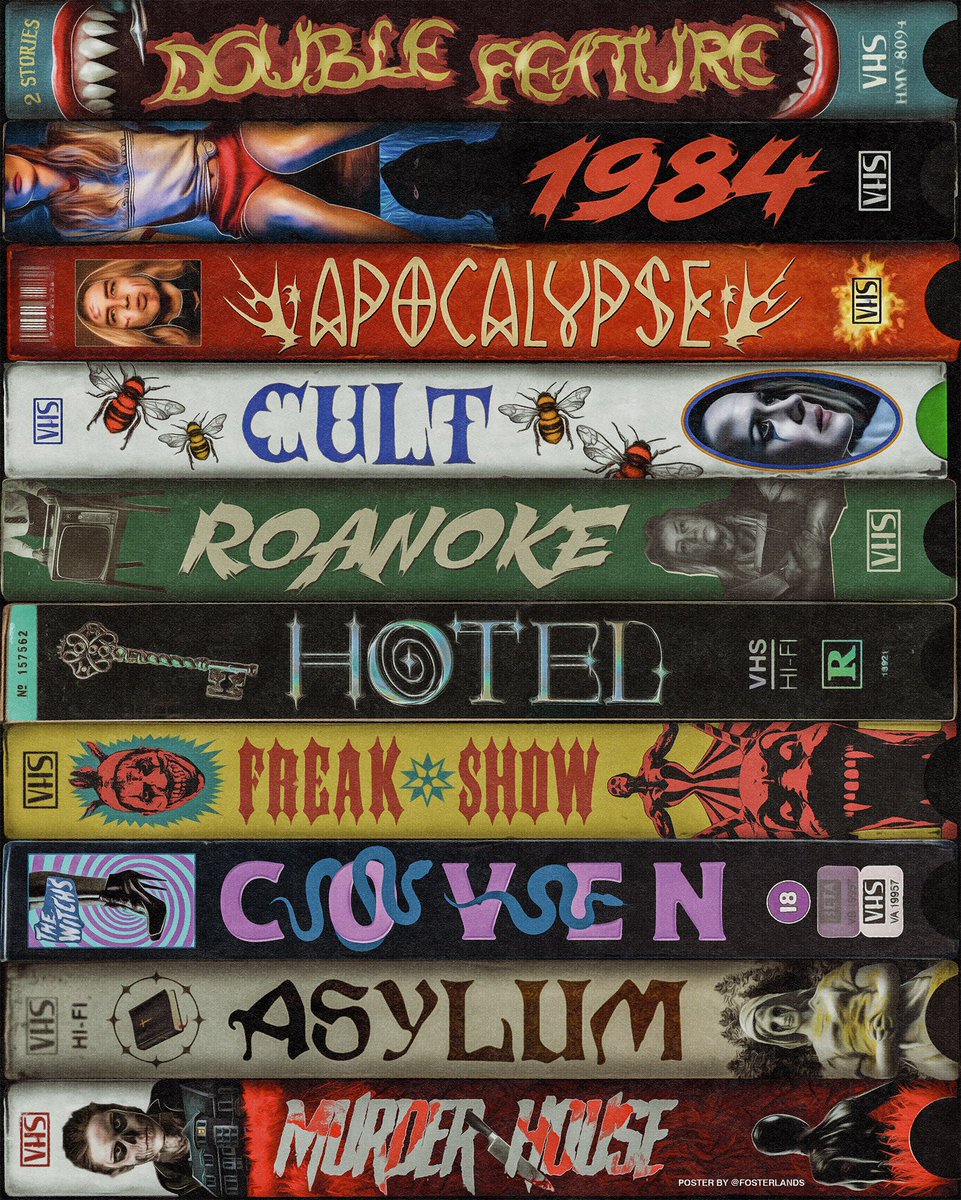 <a href="/AHSFX/">AmericanHorrorStory</a> | VHS Poster Collection by <a href="/fosterlands/">f</a> 🩸👽🔪 are you ready to “double feature”? #AHS #AHStories #AHSDoubleFeature @MrRPMurphy ❤️