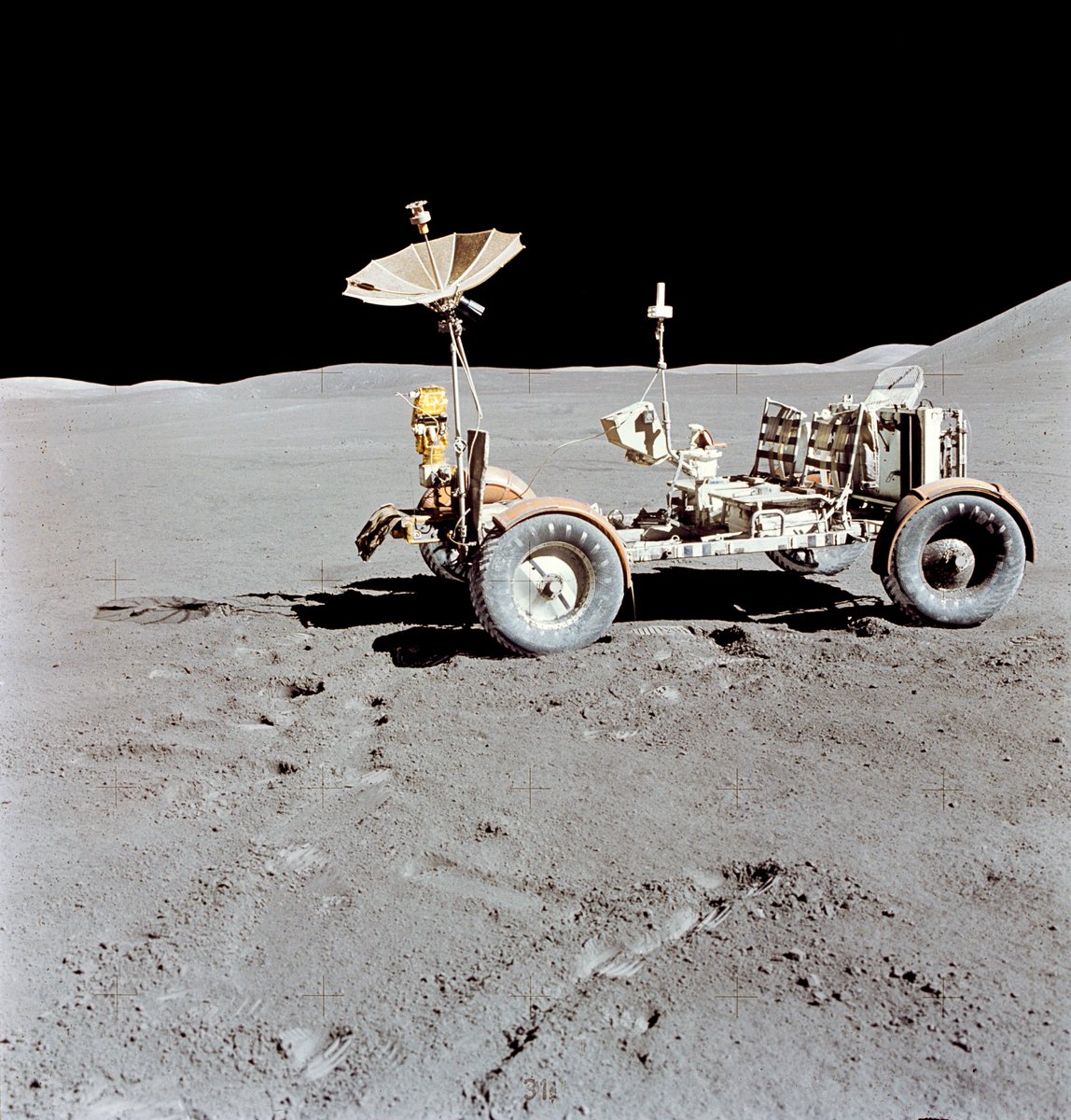 #OTD 50 years ago, Apollo 15 astronauts ventured onto the lunar surface and took this rover for a spin. It was the first time we drove on the Moon. Inspired by the past, we’re developing rover tires for new missions on the Moon and Mars. Explore our work: nasa.gov/specials/wheel…