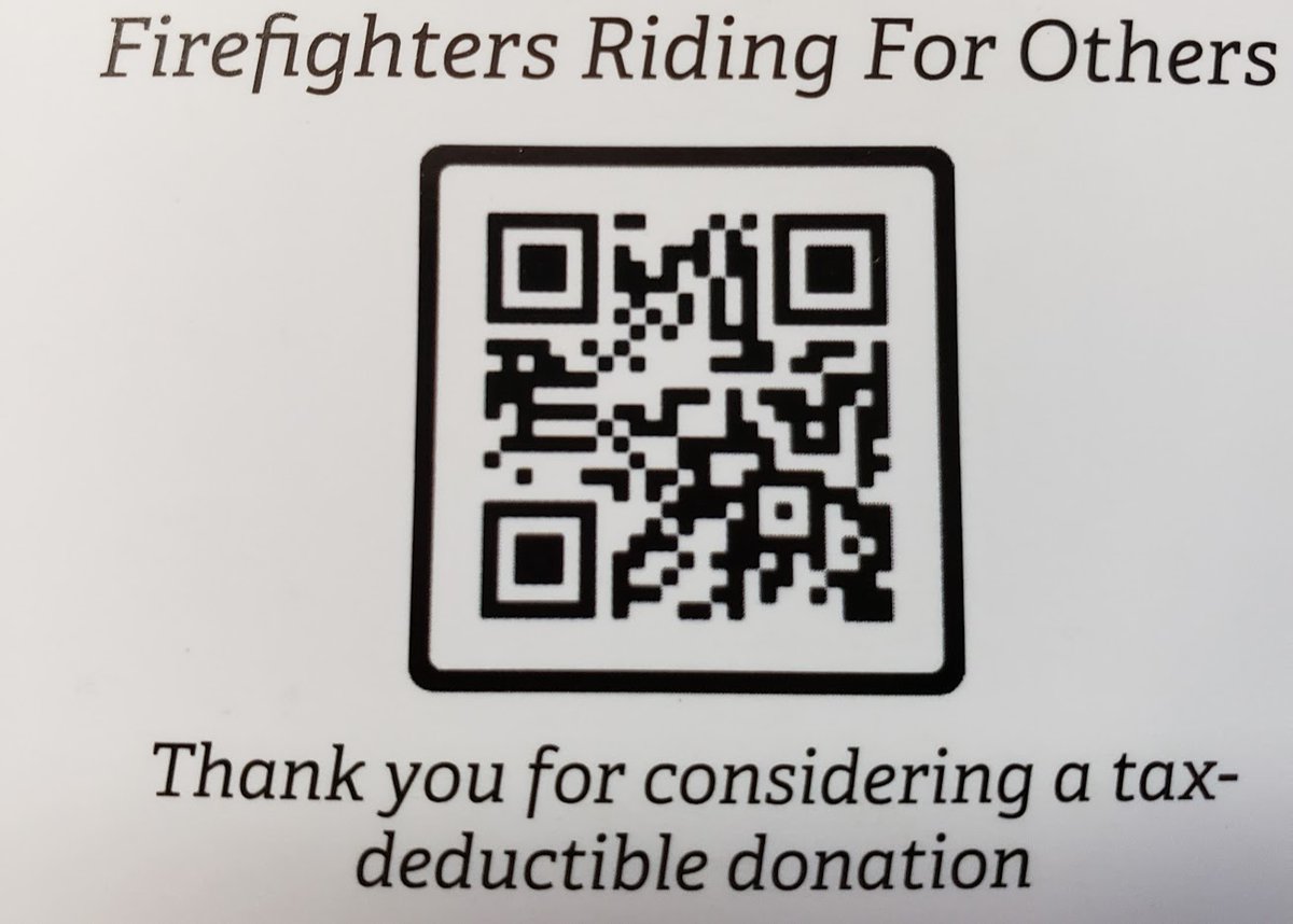 FireVeloNation's tweet photo. 2021 Ride For America - Did you realize how easy it is to make a donation to benefit 4 charities?   The firefighters will do the hard work of bicycling 40 days cross country from LA to NY for the 20th Anniversary of 9-11.  Click the QR code or go to https://t.co/FO7cKMaYK3 https://t.co/JloTQze9wq