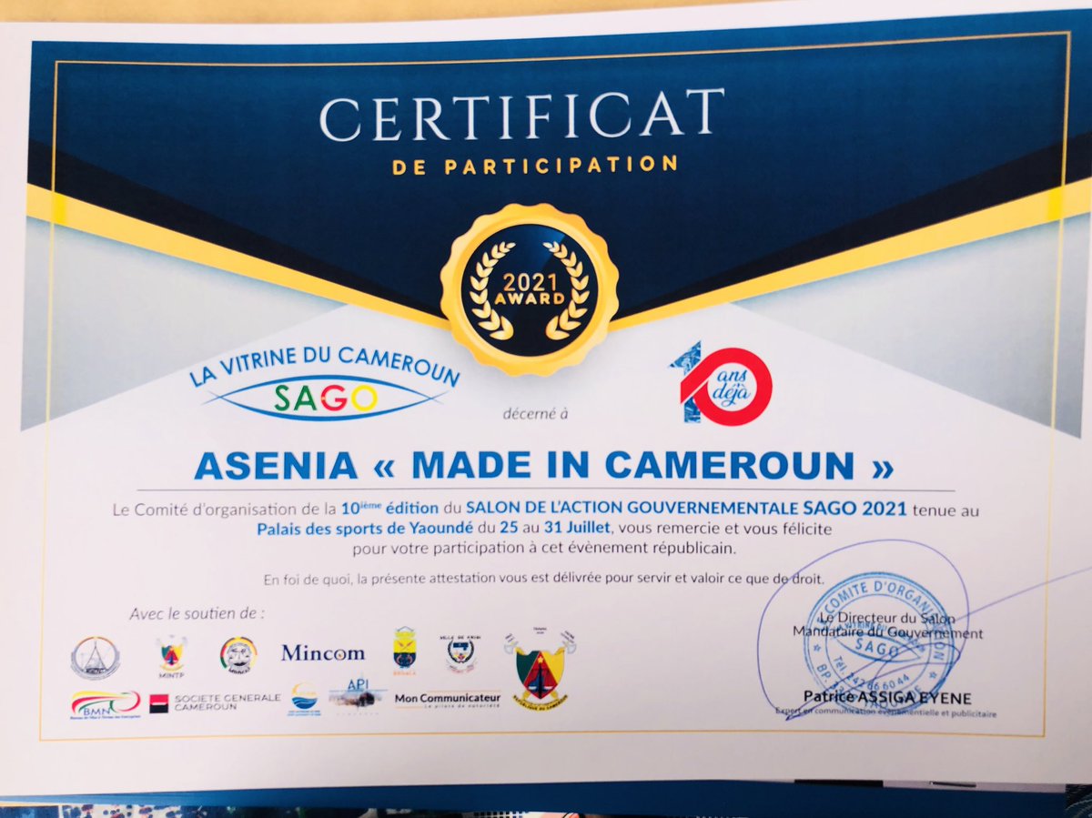 ASENIA_MIC's tweet photo. Les entrepreneurs d’ASENIA souhaitent remercier les différents visiteurs qui ont investis de leur temps pour venir encourager les acteurs de l’économie locale.

La 10è Édition du #SAGO était une belle expérience nourrit d’échanges, réseautage et opportunité.

#MadeinCameroun https://t.co/LGJ9QEq8On