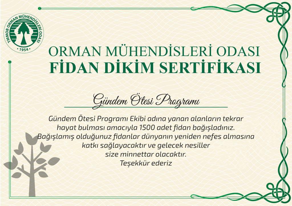 Vatanımızı elbirliğiyle yeniden yeşerteceğiz🌲Gündem Ötesi olarak 1500 fidanla katkıda bulunduk. Sizler de yanan alanlar için fidan bağışı yapmak isterseniz linki paylaşıyorum.
fidanbagis.ormuh.org.tr