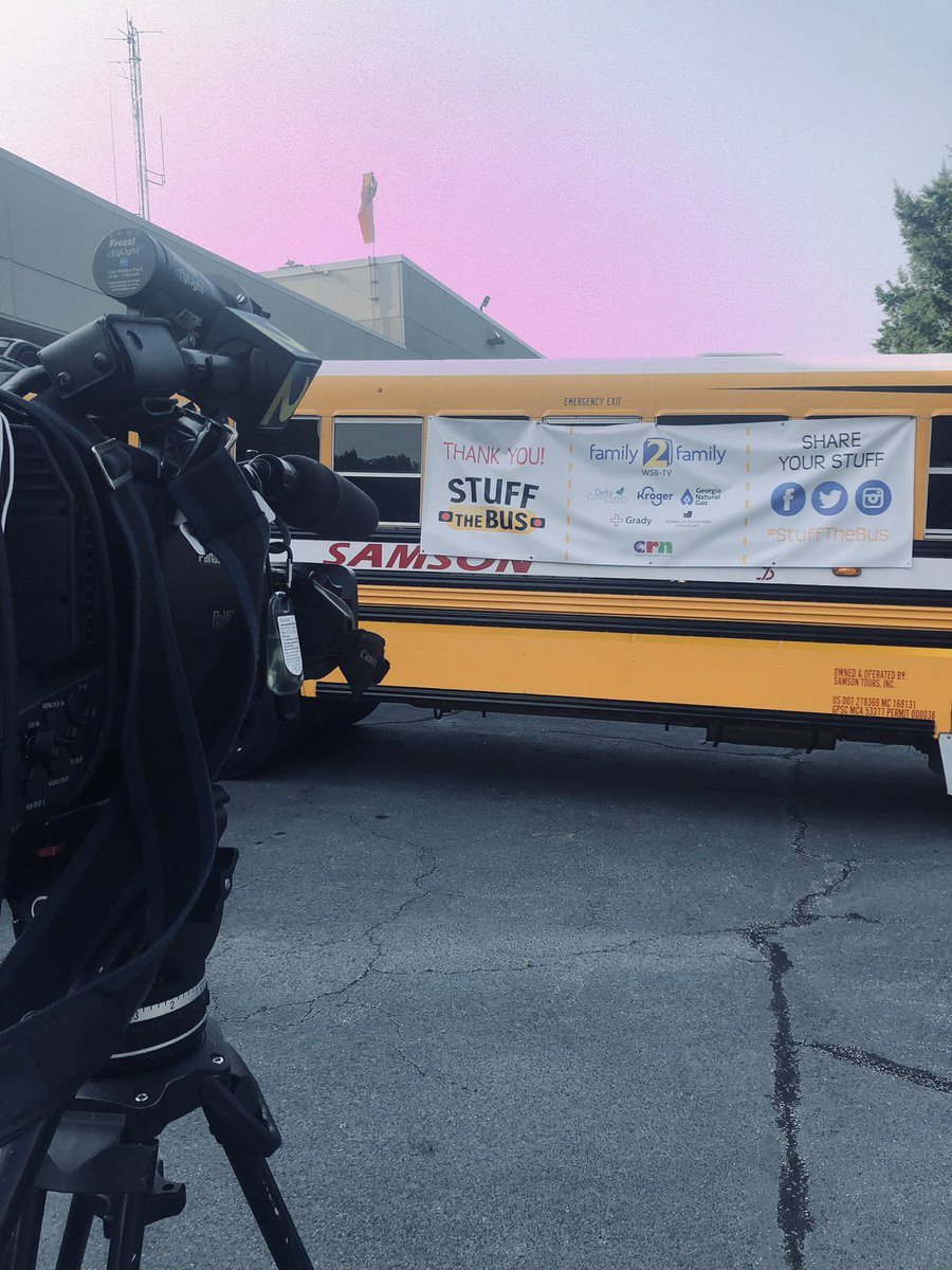 DonnaLampkin's tweet photo. These three @wsbtv team members set up the back #wsbtv parking lot so that you can safely drop off school supplies to #StuffTheBus Thank you David, @DwayneHarden23 and Steve - https://t.co/1KTsJ9gh06