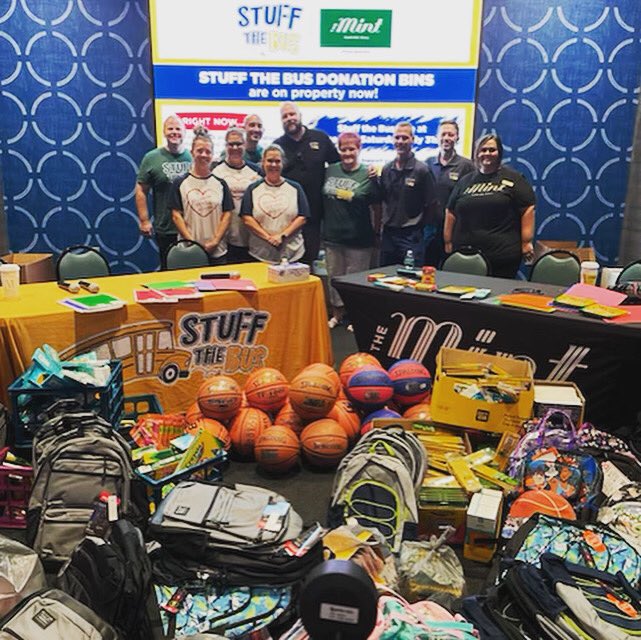 mintgaminghall's tweet photo. Thank you to everyone that donated school supplies and your machine vouchers for @StuffTheBusSOKY! We are all working to help area children start the school year with the supplies they need! https://t.co/p06lici18V
