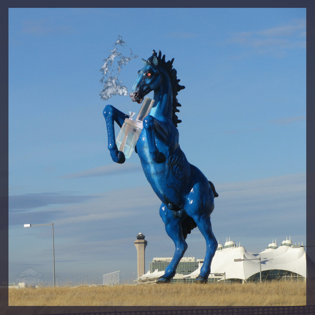 Karing_Kind's tweet photo. We've updated the DIA statue to ensure your visiting guests know where you'll be taking them first (it rhymes with "shmispensary")

#Blucifer #Bluntcifer #DenverAirport #Boulder #dispensary #gettingstoned https://t.co/A8EoHo5nGO