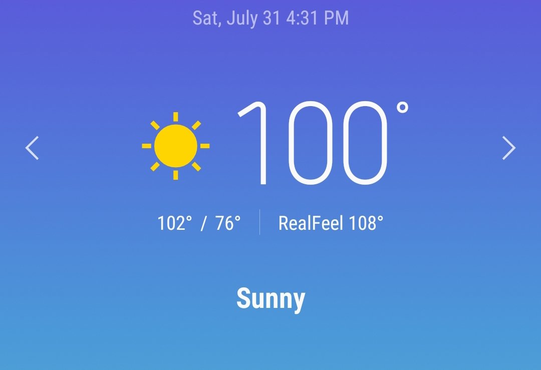 TheEmyll's tweet photo. This is the temp outside right now.
We're looking at needing temp tent overflow for patients at hospitals.
Y'all know it's not even August yet, right?
Sick people. In tents. In this heat.
#GetVaccinated
#ReinstateMasks https://t.co/cgK1C1jKQk