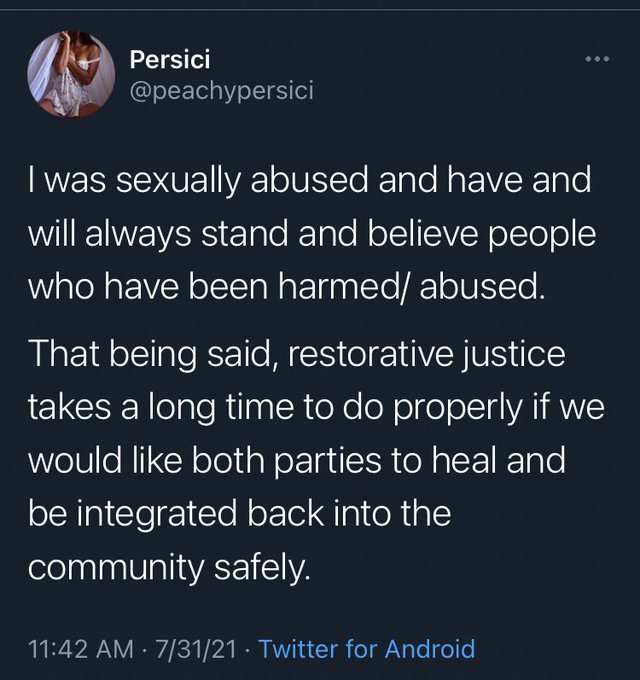 Sorry what?? PSA: if your justice has anything to do with ✨🌸💖slowly and gently💖🌸✨ integrating assaulters/predators