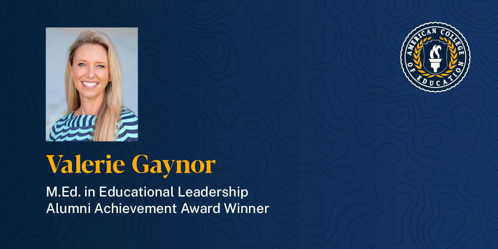 Congratulations to Valerie Gaynor, winner of the 2021 Alumni Achievement Award! As coordinator of her district’s environmental studies center, she imparts in students a rich appreciation of the natural world. #ACECommencement
