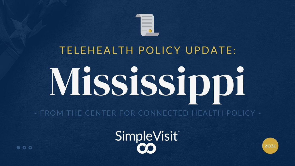 SimpleVisitMD's tweet photo. This weekend’s #TelehealthPolicyUpdate is for #Mississippi ! Check out the latest on your state’s telehealth policy: https://t.co/5NVyTBfsKI https://t.co/oSEhnYI6jM