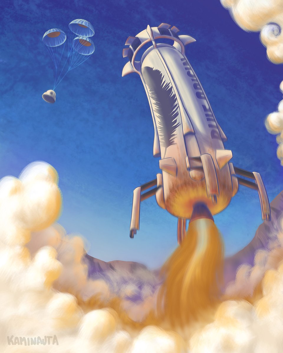 Inspired by first human flight of the New Shepard spacecraft <a href="/blueorigin/">Blue Origin</a> #blueorigin #newshepard #spaceexploration #space #future #rocket #starship #JeffBezos #newspaceage