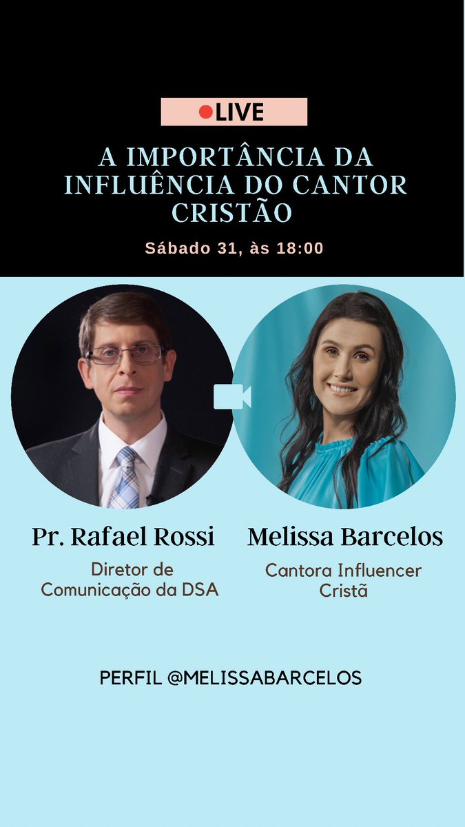 MelissaBarcelos's tweet photo. O #CONTAPRAMIM de hoje será com o Diretor de Comunicação da DSA Pr Rafael Rossi, sobre a importância da influência do cantor cristão e de como podemos ser ainda mais relevantes para apresentar a Jesus através da nossa comunicação.

Clique aqui às 18h https://t.co/eAoGIrqKPD https://t.co/f3NAz9EJsp