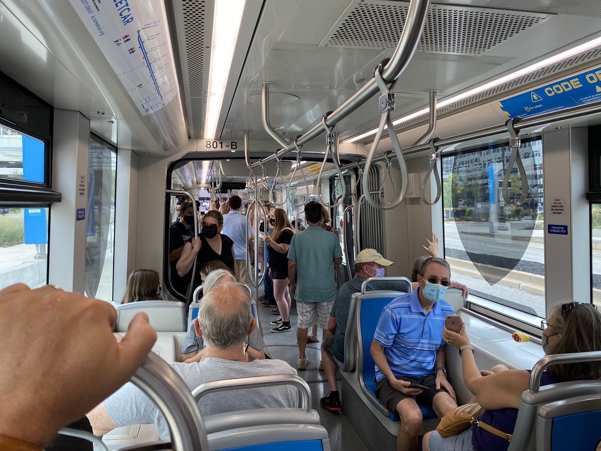 TomGerend's tweet photo. Appreciate the solid mask compliance on board #kcstreetcar today #KC! 😷 #MasksRequired #MaskupKC https://t.co/sVv6SsTOKz