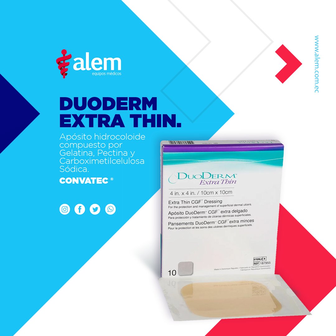 AlemEcuador's tweet photo. #CuidadodeHeridas 👨‍⚕️
Duoderm Extra thin 

Apósito hidrocoloide compuesto por Gelatina, Pectina y Carboximetilcelulosa Sódica

Película externa 100% impermeable a los virus. Actúa como barrera protectora, para realizar el seguimiento de la cura

📞 593 2 393 6000 https://t.co/Yg4h5psB3F