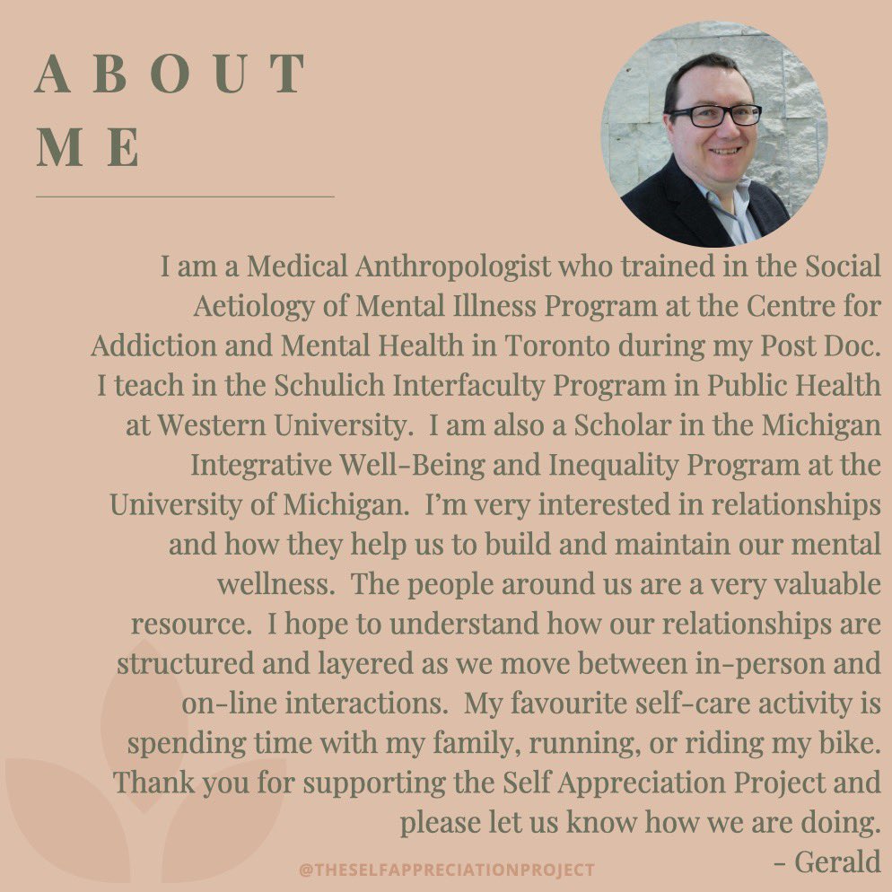 Say hello to another member of the SAP Team! 

Our second introduction is Gerald, the Principal Investigator behind the SAP! 

#mentalhealth #mentalhealthawareness #mentalhealthmatters #resources #healthpromotion #mentalhealthadvocates #endthestigma #publichealth #research