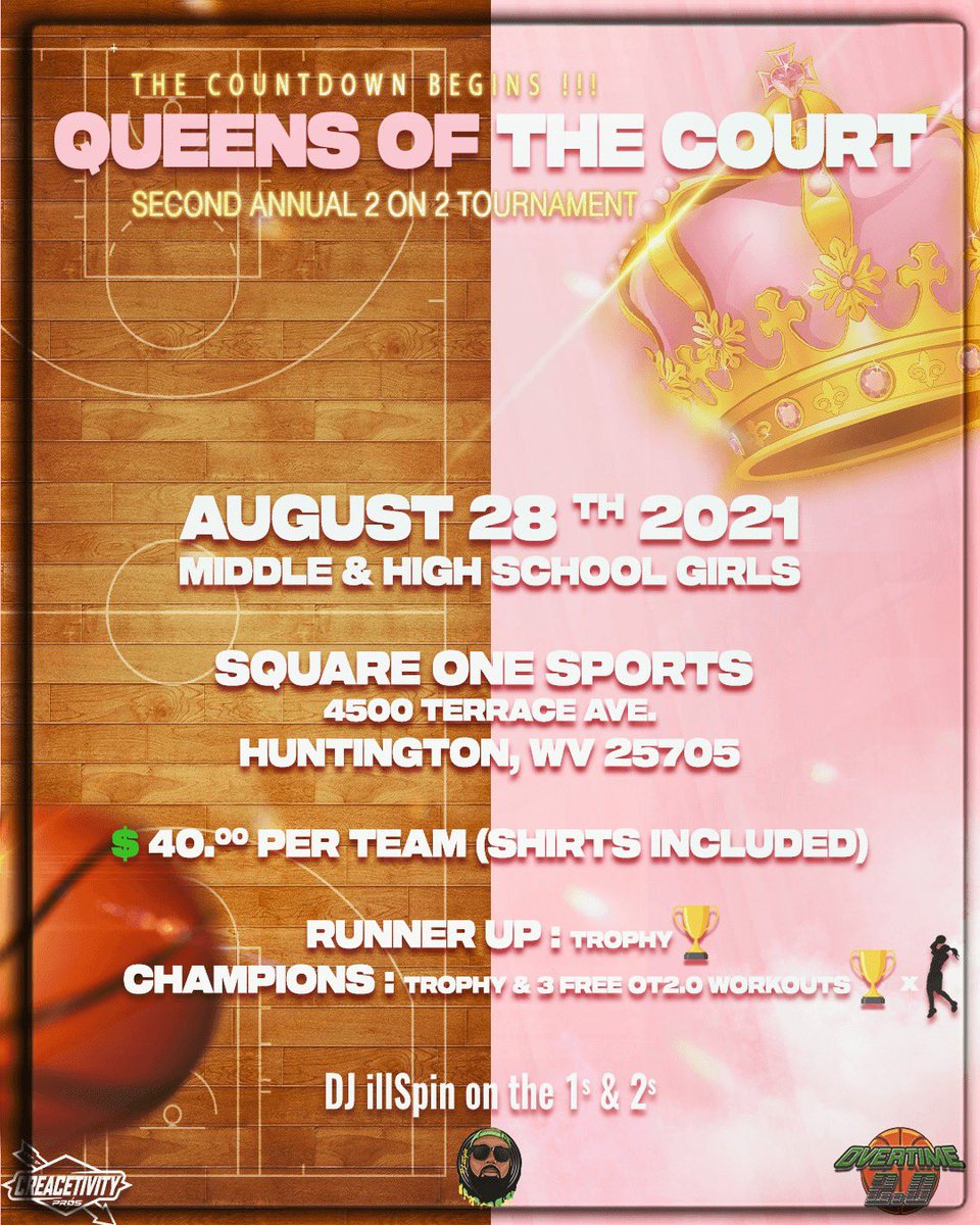 Last day to register for “Queens of the court” 2 on 2 tournament ‼️
Still spots available for your squads
Nothing but ballers will be in the building. I’m talking player of the year, highly recruited players, number 1 2023 player in WV and future superstars!! Who taking it home?