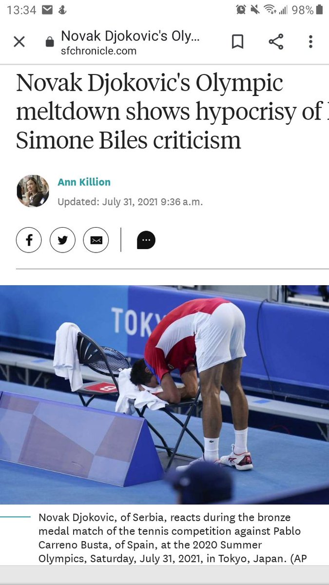 NicolasEdny's tweet photo. Novak Djokovic said Simones Biles quit bc she couldn't handle pressure.
Today he lost his cool, broke 2 rackets , faked injury &amp; withdrew from his mixed match BECAUSE HE COULDN'T HANDLE PRESSURE!
🙄🙄 https://t.co/Df5Yt0mt6e
