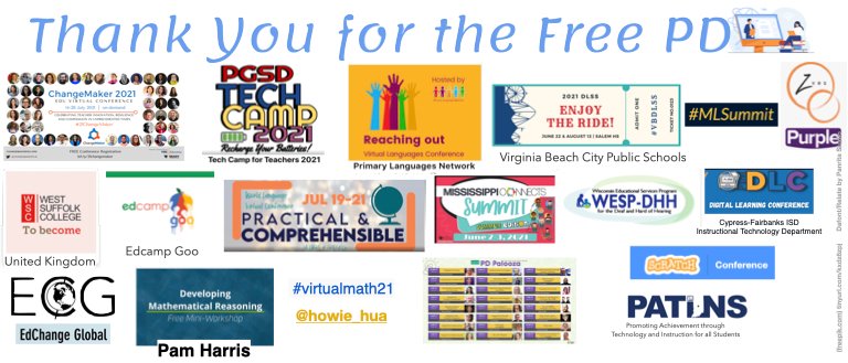 BurgSignClub's tweet photo. School starts this week.
Thanks for the free summer PD! #21changemaker #ECGlobal #EdcampGoo #MathIsFigureOutAble lalibrelanguagelearning #PLNConf21 #VBDLSS #ScratchAroundTheWorld ZVRS/Purple #MLSummit #cfisddlc WisconsinDPI PatinsIcam #PDPALOOZA #virtualmath21 https://t.co/iLbnoycZoA