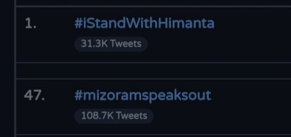 tusing09girl's tweet photo. LOOK AT THE DIFFERENCE BETWEEN THIS TWO HASHTAG , I'M SURE THAT THERE'S SOMETHING BEHIND?????
#iStandWithHimanta
#mizoramspeaksout #himantaexposed https://t.co/TCJjoWmmAQ