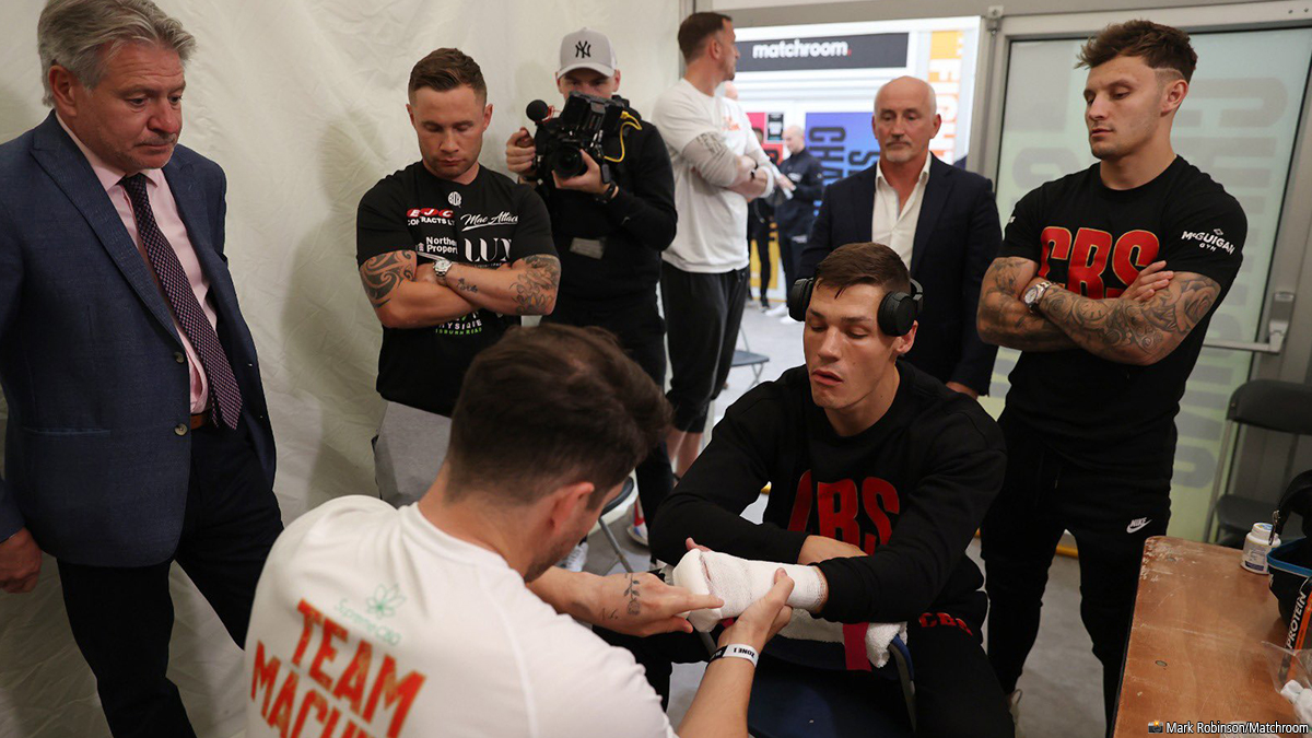 Prior to Tommy McCarthy vs Chris Billam-Smith tonight, Team McCarthy have sent Carl Frampton to check their opponent's hand wraps as they are being done by Shane McGuigan…