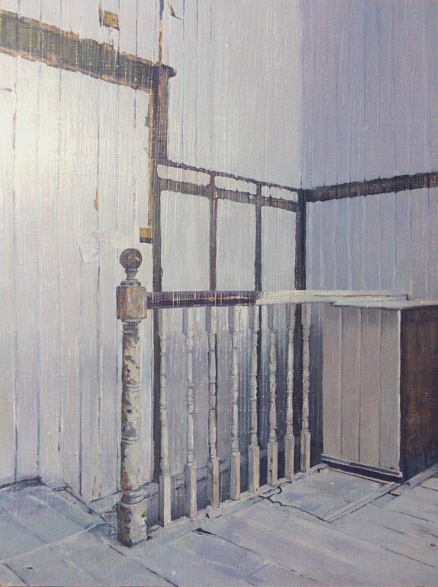 SheilaWallis's tweet photo. Coming up for air having finally finished this painting. 
Untitled (Room 1)
23 x 17 cms.
Oil on wood panel 
#room #subtraction #rakinglight #excavatinghistories #revealedgeometry #roomforimprovement #drawing #painting #sheilamwallis #lensflare #paintingsurfaces #primer https://t.co/GfDnCOVYaO