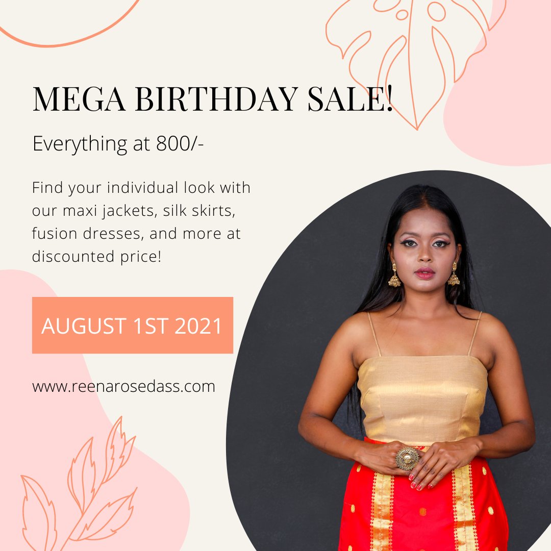 reenarosedass's tweet photo. Happy Birthday to us!!!

RRD turns 2 today and I'm on top of the world. To celebrate we an amazing sale organized for all our dear customers.

Everything! Literally Everything on the site! will be available for 800 Rupees only!

Head to the link in our bio now :) https://t.co/Dzszf6qTRS