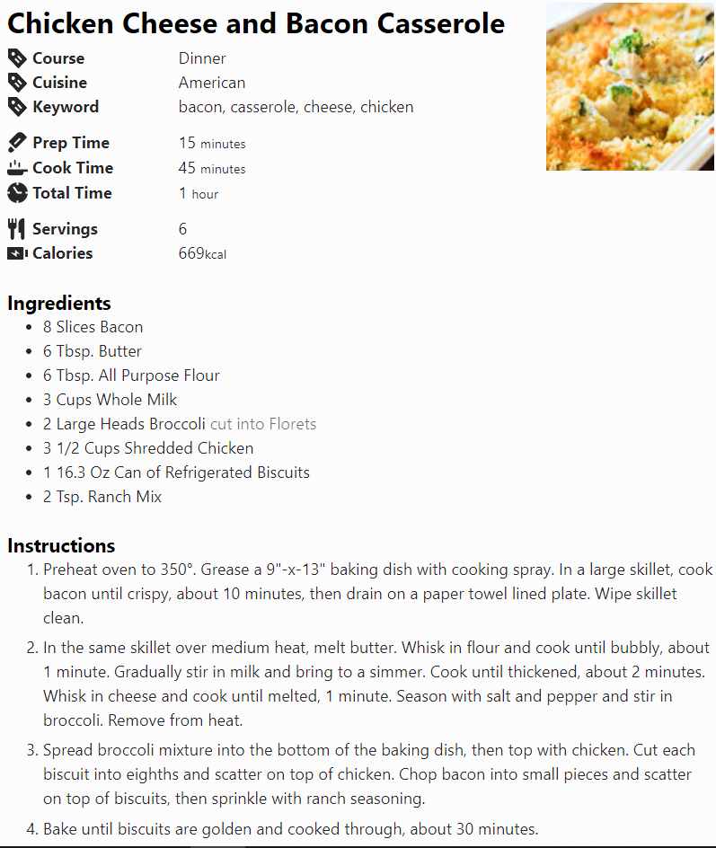 Chicken Cheese and Bacon Casserole Recipe #APFR #APlaceForRecipes #CookingWithAPlaceForRecipes #Cooking #Foodie #Foodies #Cook #recipes #LoveCooking #LoveToCook