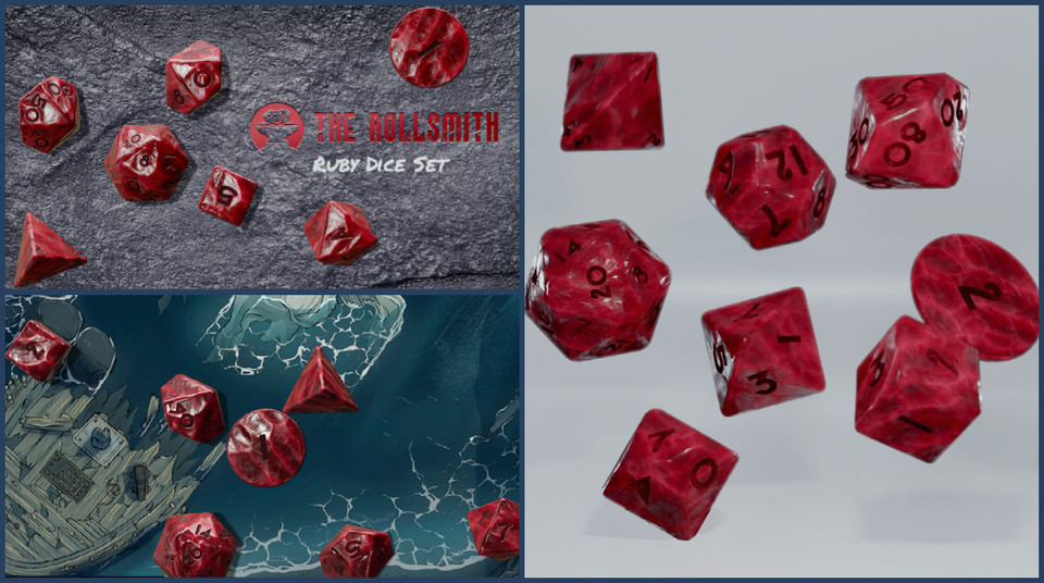 These rough ruby dice were engraved by a dwarf master jeweler who wanted to introduce role-playing to the king’s court. Not suitable for children or elves.
therollsmith.com/product/ruby-d…