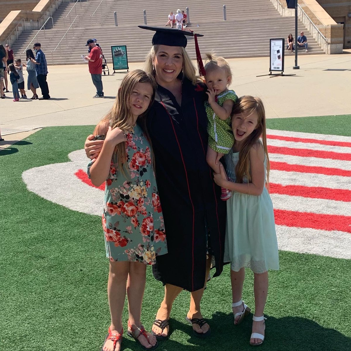 So proud for my daughters witnessing me walk today - they were with me every single step of the way! I did this for them! #BSUGrad21