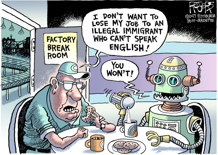 Some people want to blame immigrants over job losses when around 80% of all job loss is due to automation. The next phase of automation is going to change everyone’s lives and we need our government to wake up.
