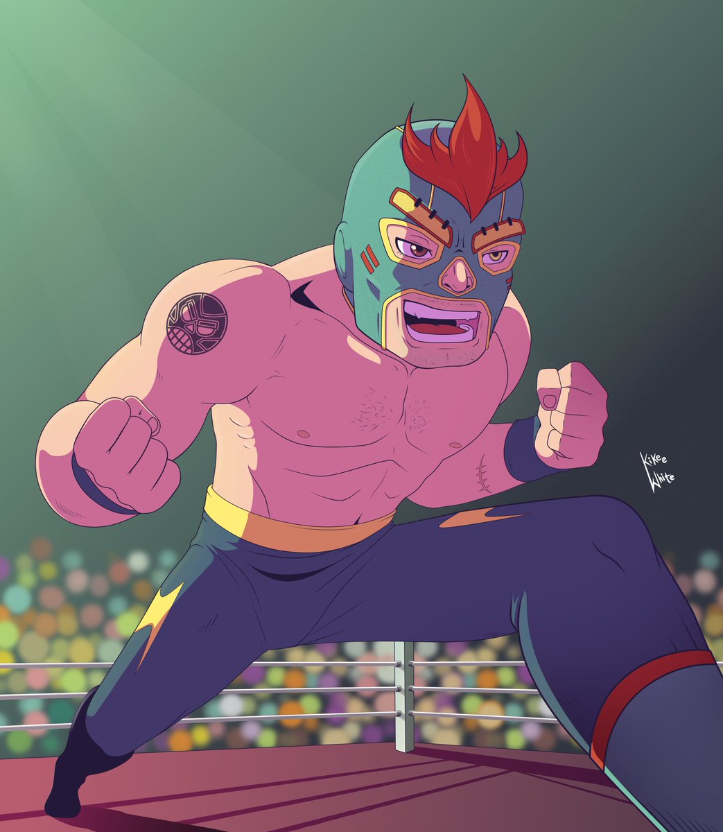KikeeWhite's tweet photo. hola! :D aquí les comparto mi entrada para el reto mensual de  #characterdesignchallenge con la temática de #wrestlingbattleroyale :D  el personaje no tiene un nombre pero es 100% técnico y me inspire en El Místico y Rey Misterio...

Pásenla bien!!! 😁✨🤗 https://t.co/dYSDJKlUFc