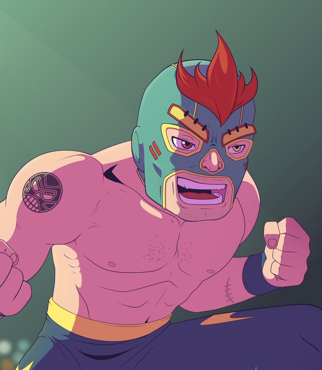 KikeeWhite's tweet photo. hola! :D aquí les comparto mi entrada para el reto mensual de  #characterdesignchallenge con la temática de #wrestlingbattleroyale :D  el personaje no tiene un nombre pero es 100% técnico y me inspire en El Místico y Rey Misterio...

Pásenla bien!!! 😁✨🤗 https://t.co/dYSDJKlUFc