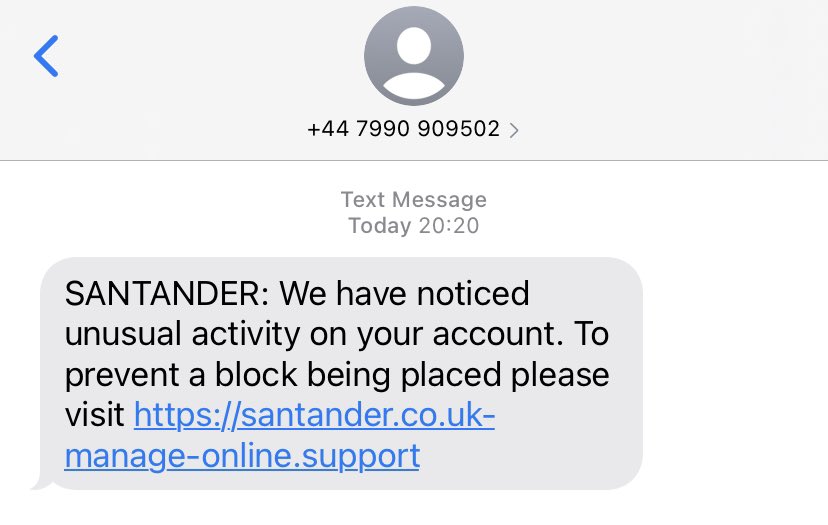 reynolds03's tweet photo. @santanderuk, thought you'd like to know about a scam text I received https://t.co/INUJG9CNcg