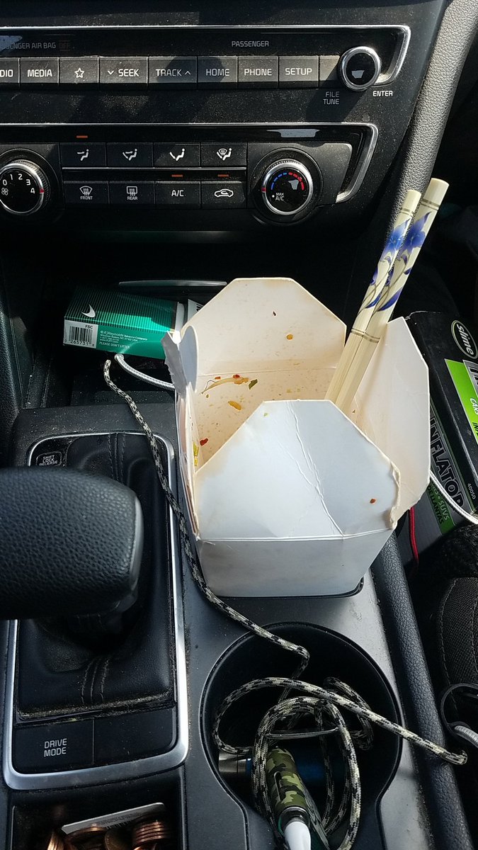 DetmanCurt's tweet photo. This is in my Kia there's a slot for my Chinese takeout for when I'm driving. https://t.co/B1O7i91cuu