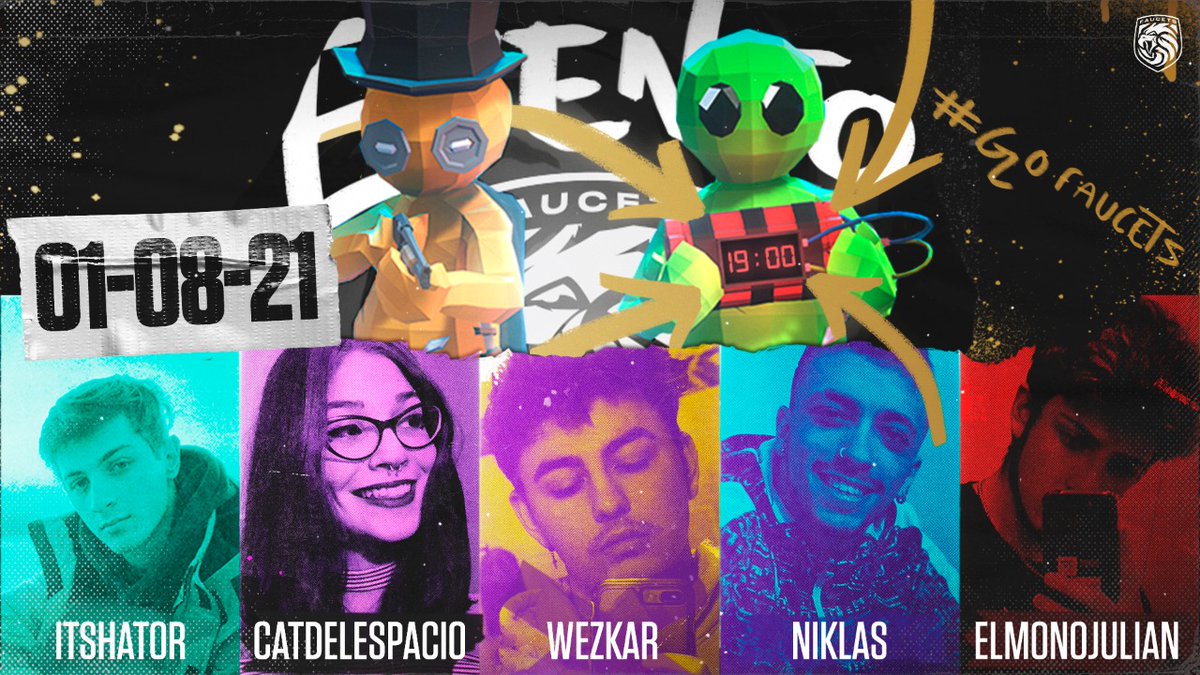 FaucetsEsports's tweet photo. #GoFaucets 🦅

¡SE VUELVE CON TODA! 💪

Mañana 01/08/21 volvemos con las actividades en el canal de FaucetsTv con la colaboración de los streamers del equipo. 

@fede_lascano
@ailen__micaela
@juanhuescar05
@NicoFiorilloo
@Julian_dropx

📺 https://t.co/2yTQJ2x8jk https://t.co/jV1WeN2Orr