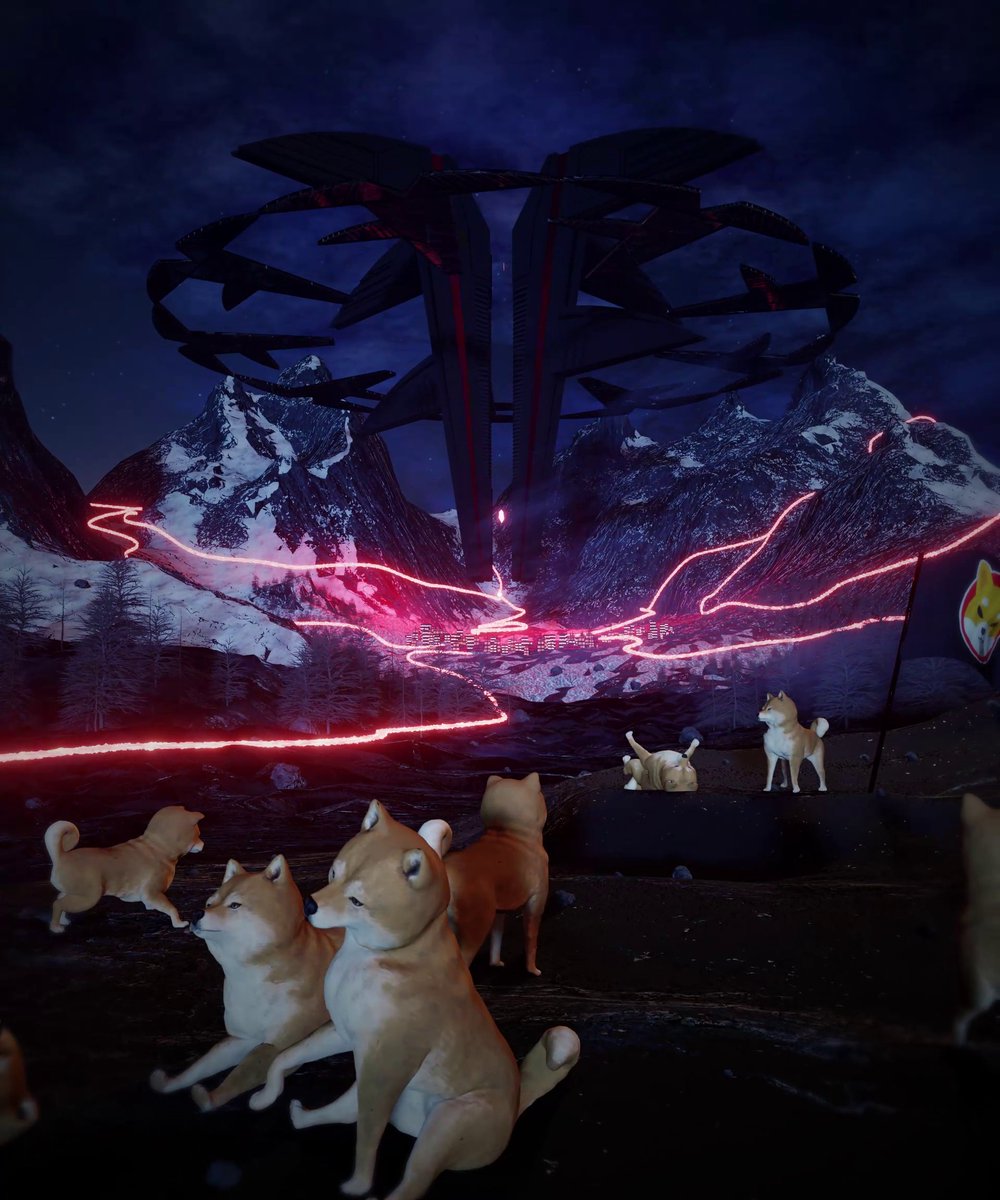 alethia_cs's tweet photo. A few stills from my #NFTwars #TeslafanVsShiba submission on @refinableapp 

I tried convey the contrast between the fun, playful group of Shiba's, &amp; the scale &amp; power of a utility coin like @teslafantoken  that aims to use AI to connect people &amp; sustainable energy

#NFT #3dart https://t.co/pt9fcxsywB