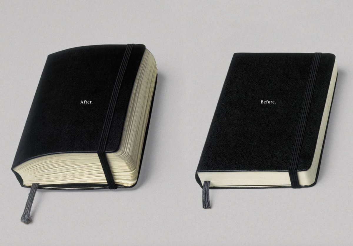 moleskine's tweet photo. The enduring pleasure of putting pen to paper.⠀

https://t.co/Ht4AZg6f3I

#Moleskine #Notebooks #BeforeAfter https://t.co/MUCnPLgT7o