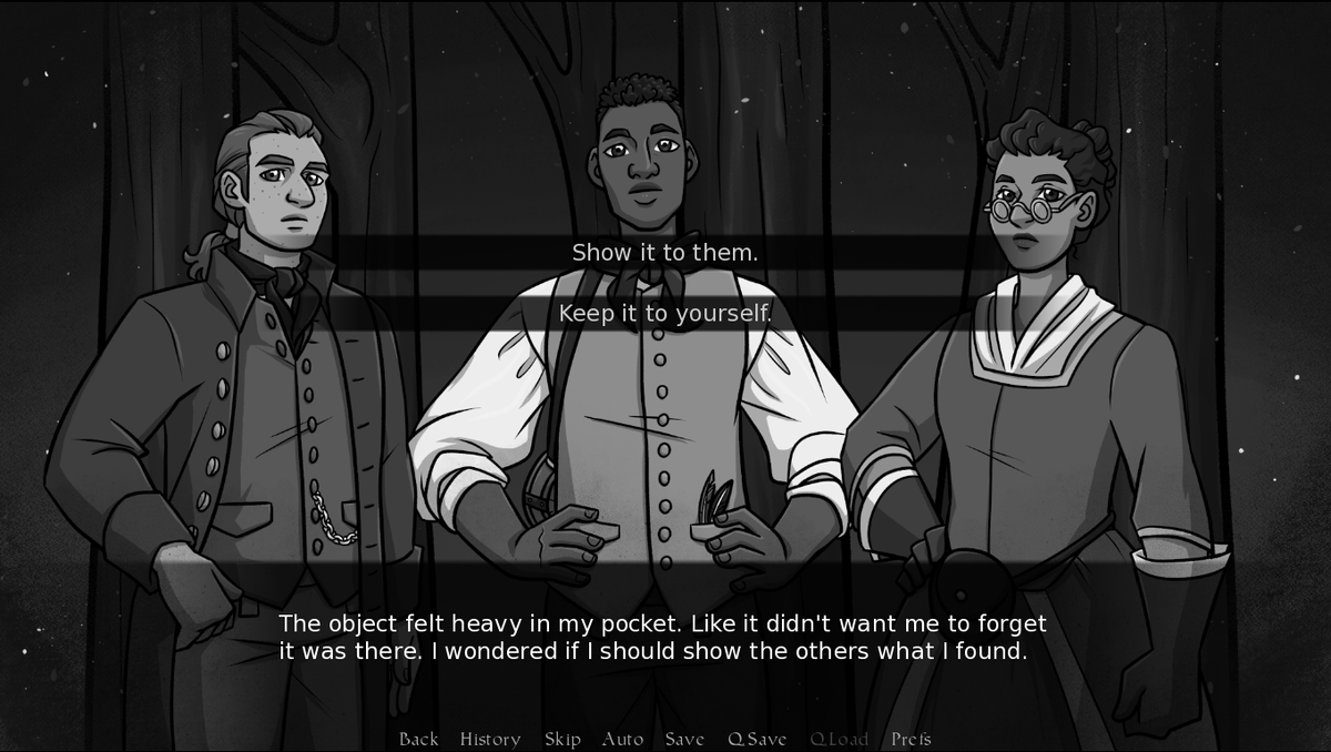 CosmicWaypoint's tweet image. You wake up alone in the woods with no memory of where your companions have gone. Find clues to help you piece together what happened.

Our first game, Fragments, made for the Toadhouse Visual Novel Game Jam 2021, is available now! 
cosmicwaypoint.itch.io/fragments