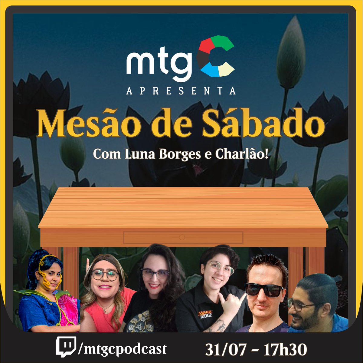 ESTAMOS AO VIVO! Hoje, mesão gostosinho com <a href="/MagicNoobz/">Magic Noobz</a> e <a href="/iamlunaborges/">Luna Borges Melo</a> :)

Primeira mesa comigo e com a @playmobia 

twitch.tv/mtgcpodcast

Vem pra gente dar umas risadas juntes!