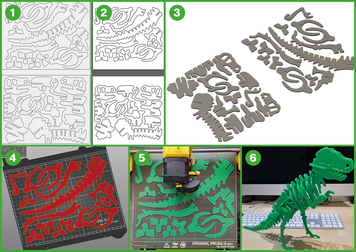 Garfytwit's tweet image. Here’s how I made it:
1. Found the drawing online.
2. Created an .svg file in illustrator. 
3. Extruded the .svg as a 3D model in Fusion360. 
4. Imported an STL into Prusa Slicer. 
5. Printed the gcode on two of my printers. 
6. Assembled it and enjoyed the nostalgia.