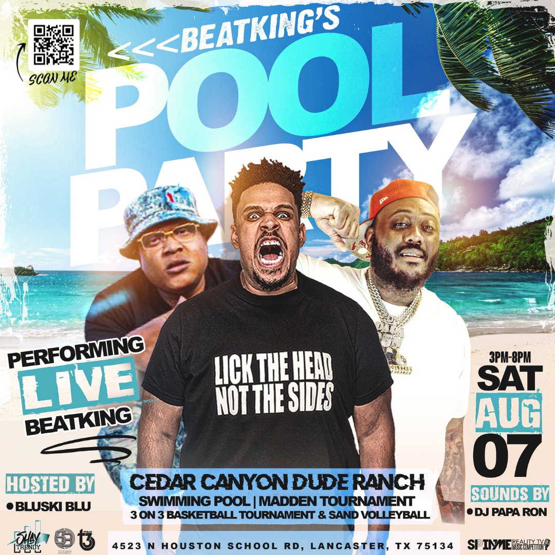 SideBarMGMNT's tweet photo. All Day Event on 30 Acres
Olympic Pool, Vendors, Drinks, Food, Games, and Prizes
Pool Party
12pm - 8pm
Concert
5pm - 1am https://t.co/d5sLIoajlm