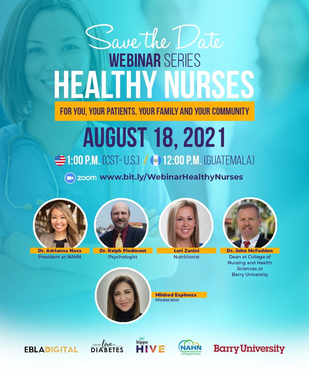 Register for HIVE's Healthy Nurses webinar Aug. 18 featuring 
Dr. Adrianna Nava President <a href="/nahnnursing/">NAHN</a>
Lori Zanini, For the Love of Diabetes
#virtualcare
bit.ly/WebinarHealthy…